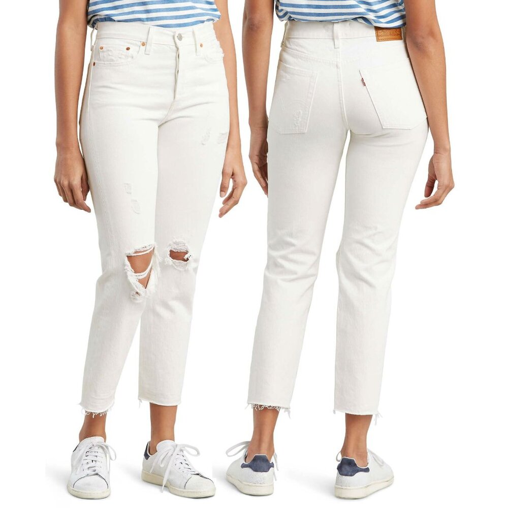 New! Levi's Premium Ripped Wedgie Jeans Ankle Slim High Waist 34